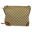 GUCCI GG Canvas Web Sherry Line Shoulder Bag Beige Gold 337598 Auth 140780-3