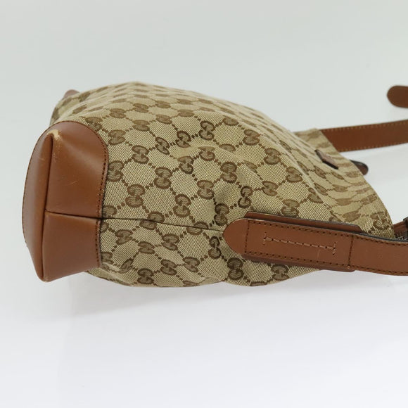GUCCI GG Canvas Web Sherry Line Shoulder Bag Beige Gold 337598 Auth 140780