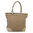 GUCCI GG Canvas Web Sherry Line Tote Bag Beige Gold 257062 Auth 140783-1