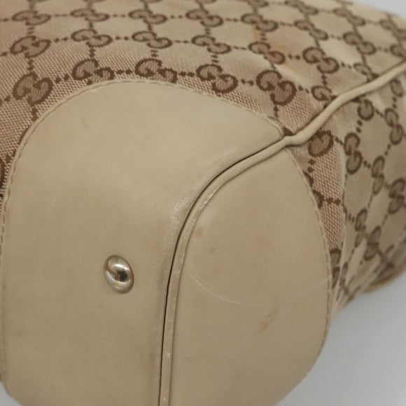GUCCI GG Canvas Web Sherry Line Tote Bag Beige Gold 257062 Auth 140783