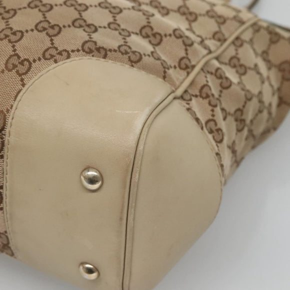 GUCCI GG Canvas Web Sherry Line Tote Bag Beige Gold 257062 Auth 140783