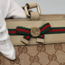 GUCCI GG Canvas Web Sherry Line Tote Bag Beige Gold 257062 Auth 140783-10