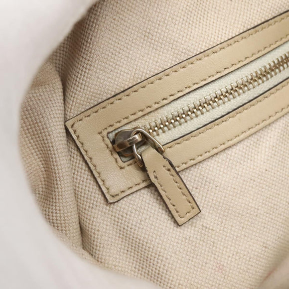 GUCCI GG Canvas Web Sherry Line Tote Bag Beige Gold 257062 Auth 140783