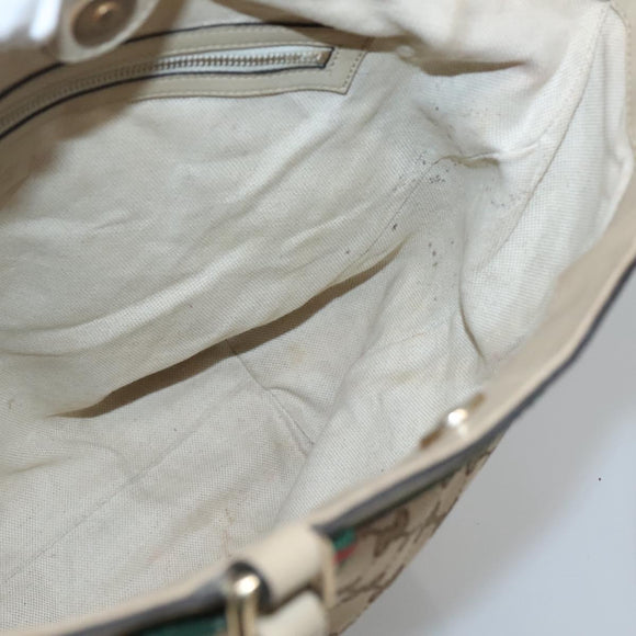 GUCCI GG Canvas Web Sherry Line Tote Bag Beige Gold 257062 Auth 140783