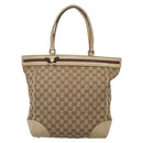 GUCCI GG Canvas Web Sherry Line Tote Bag Beige Gold 257062 Auth 140783-13