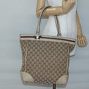 GUCCI GG Canvas Web Sherry Line Tote Bag Beige Gold 257062 Auth 140783-22