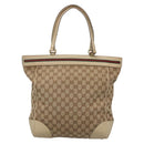 GUCCI GG Canvas Web Sherry Line Tote Bag Beige Gold 257062 Auth 140783-2