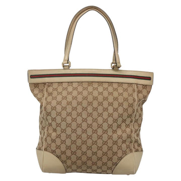 GUCCI GG Canvas Web Sherry Line Tote Bag Beige Gold 257062 Auth 140783 - 0
