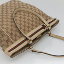 GUCCI GG Canvas Web Sherry Line Tote Bag Beige Gold 257062 Auth 140783-6