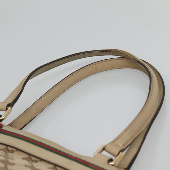 GUCCI GG Canvas Web Sherry Line Tote Bag Beige Gold 257062 Auth 140783