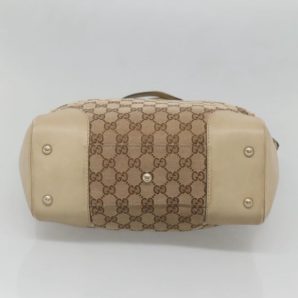 GUCCI GG Canvas Web Sherry Line Tote Bag Beige Gold 257062 Auth 140783