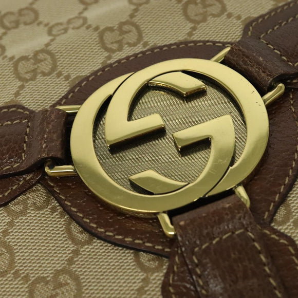GUCCI GG Canvas Shoulder Bag Beige Gold 115568 Auth 140785