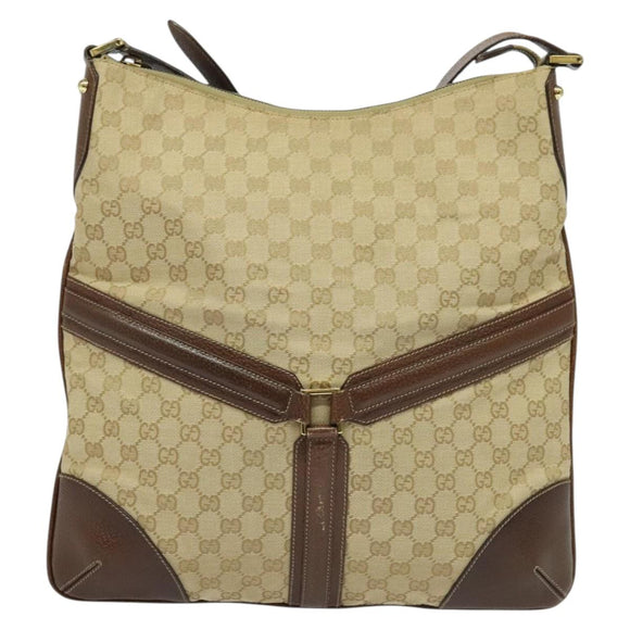 GUCCI GG Canvas Shoulder Bag Beige Gold 115568 Auth 140785