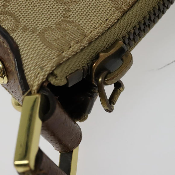 GUCCI GG Canvas Shoulder Bag Beige Gold 115568 Auth 140785