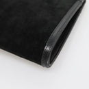 GUCCI Chain Shoulder Bag Suede Black Gold Auth 140787-15