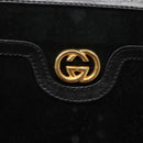 GUCCI Chain Shoulder Bag Suede Black Gold Auth 140787-17