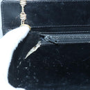 GUCCI Chain Shoulder Bag Suede Black Gold Auth 140787-9