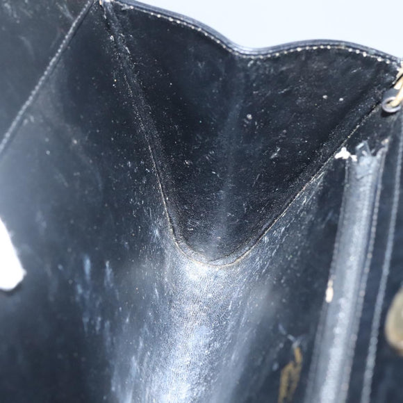 GUCCI Chain Shoulder Bag Suede Black Gold Auth 140787