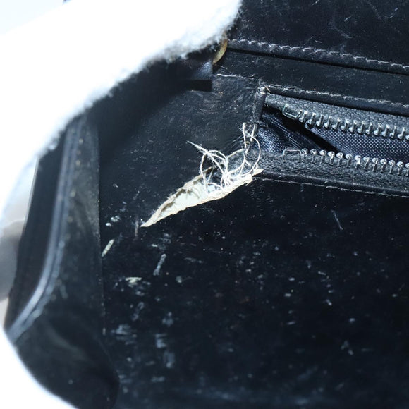 GUCCI Chain Shoulder Bag Suede Black Gold Auth 140787