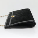 GUCCI Chain Shoulder Bag Suede Black Gold Auth 140787-3