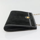 GUCCI Chain Shoulder Bag Suede Black Gold Auth 140787-4