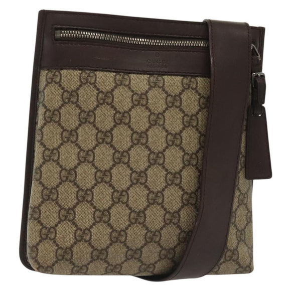 GUCCI GG Supreme Shoulder Bag PVC Beige Silver 92562 Auth 140791