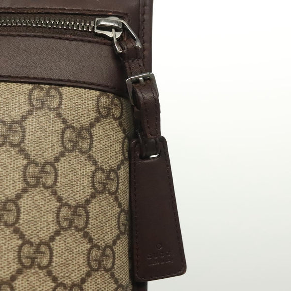 GUCCI GG Supreme Shoulder Bag PVC Beige Silver 92562 Auth 140791