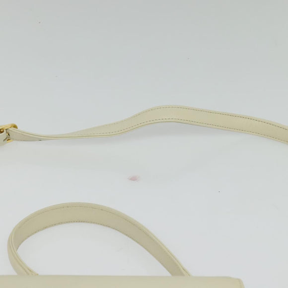 GIVENCHY Hand Bag Leather 2way Ivory Gold Auth 140792