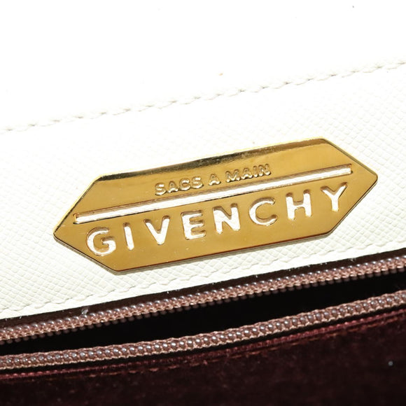 GIVENCHY Hand Bag Leather 2way Ivory Gold Auth 140792