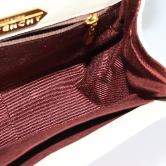 GIVENCHY Hand Bag Leather 2way Ivory Gold Auth 140792