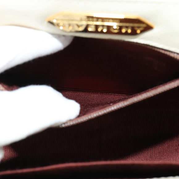 GIVENCHY Hand Bag Leather 2way Ivory Gold Auth 140792