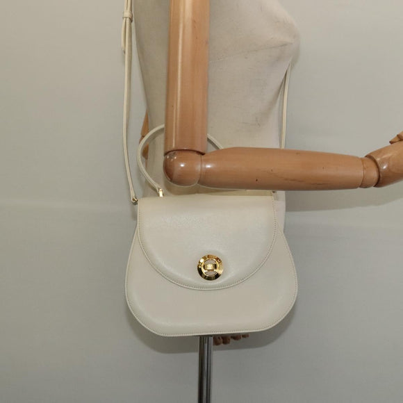 GIVENCHY Hand Bag Leather 2way Ivory Gold Auth 140792