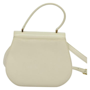 GIVENCHY Hand Bag Leather 2way Ivory Gold Auth 140792