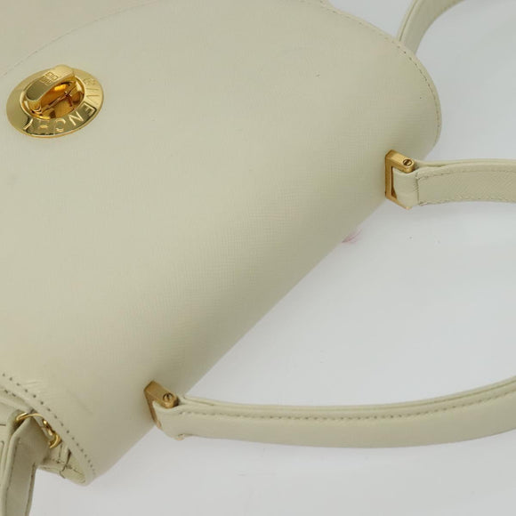 GIVENCHY Hand Bag Leather 2way Ivory Gold Auth 140792