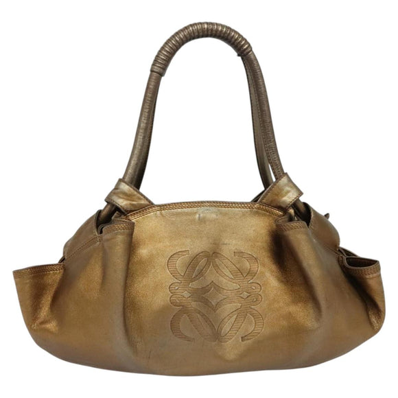 LOEWE Nappa Aire Hand Bag Leather Bronze Gold Auth 140794