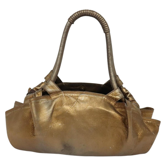 LOEWE Nappa Aire Hand Bag Leather Bronze Gold Auth 140794