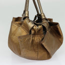 LOEWE Nappa Aire Hand Bag Leather Bronze Gold Auth 140794-4