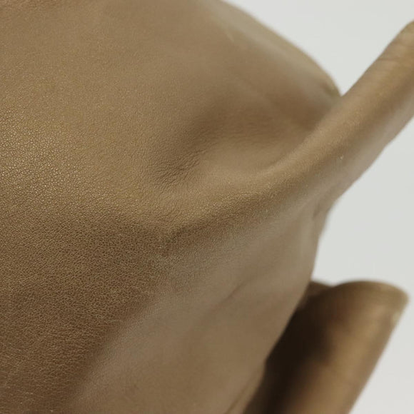 LOEWE Nappa Aire Hand Bag Leather Beige Gold Auth 140795