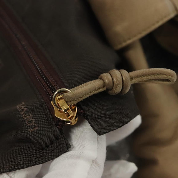 LOEWE Nappa Aire Hand Bag Leather Beige Gold Auth 140795