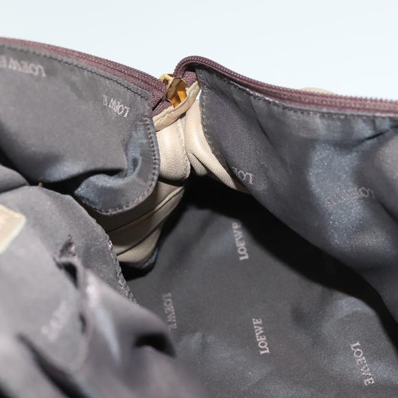 LOEWE Nappa Aire Hand Bag Leather Beige Gold Auth 140795