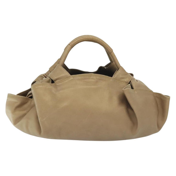 LOEWE Nappa Aire Hand Bag Leather Beige Gold Auth 140795