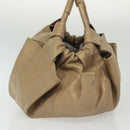 LOEWE Nappa Aire Hand Bag Leather Beige Gold Auth 140795-3