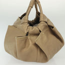 LOEWE Nappa Aire Hand Bag Leather Beige Gold Auth 140795-4