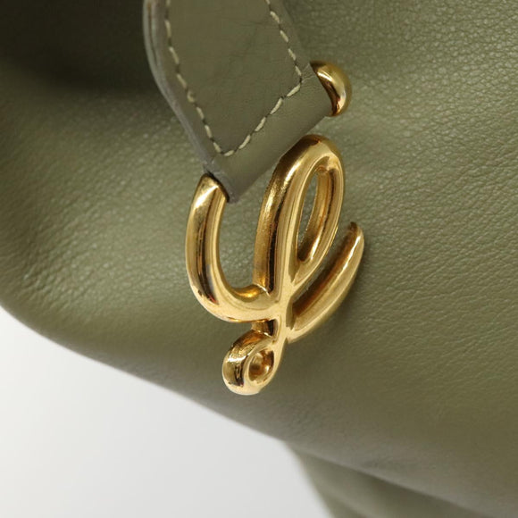 LOEWE Anton Shoulder Bag Leather Green Gold Auth 140796