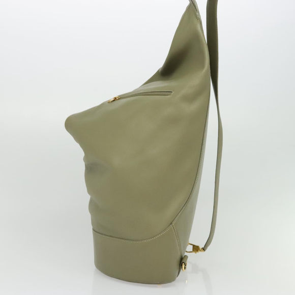 LOEWE Anton Shoulder Bag Leather Green Gold Auth 140796