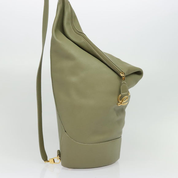 LOEWE Anton Shoulder Bag Leather Green Gold Auth 140796