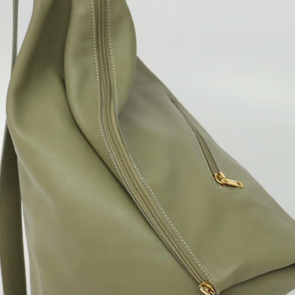 LOEWE Anton Shoulder Bag Leather Green Gold Auth 140796