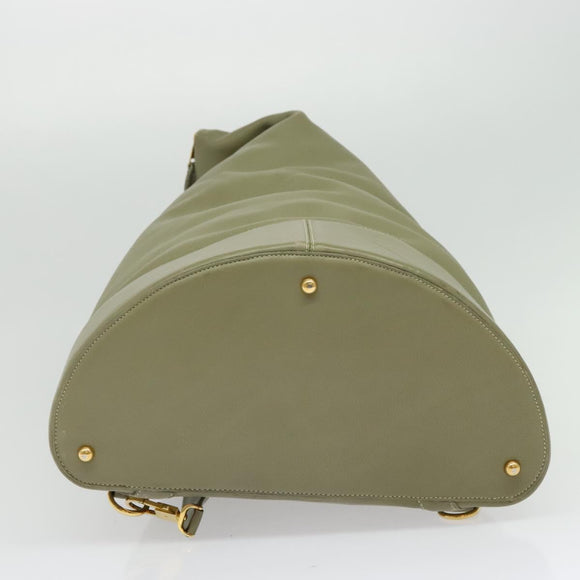 LOEWE Anton Shoulder Bag Leather Green Gold Auth 140796