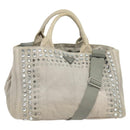 PRADA Bijoux Kanapa MM Tote Bag Canvas 2way Gray Auth 140797-1