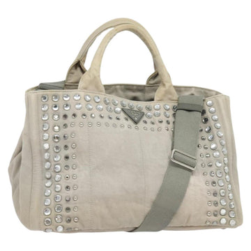 PRADA Bijoux Kanapa MM Tote Bag Canvas 2way Gray Auth 140797